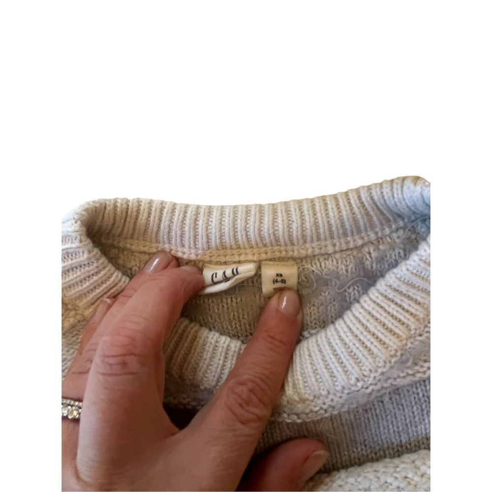 Gap Kids Adorable Mixed Material Holiday Sweater, in Ivory Frost, Size XS - Picture 2 of 7